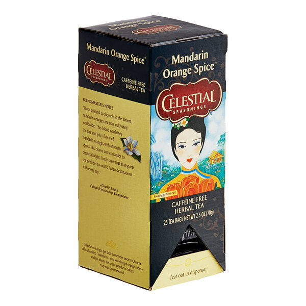 Celestial Seasonings Mandarin Orange Spice Herbal Tea Bags - 150/Case