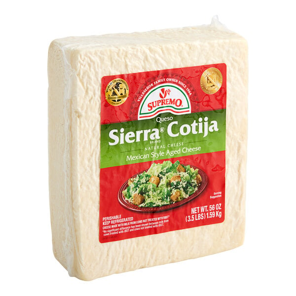 V&V Supremo Cotija Cheese Block 3.5 lb. - 4/Case
