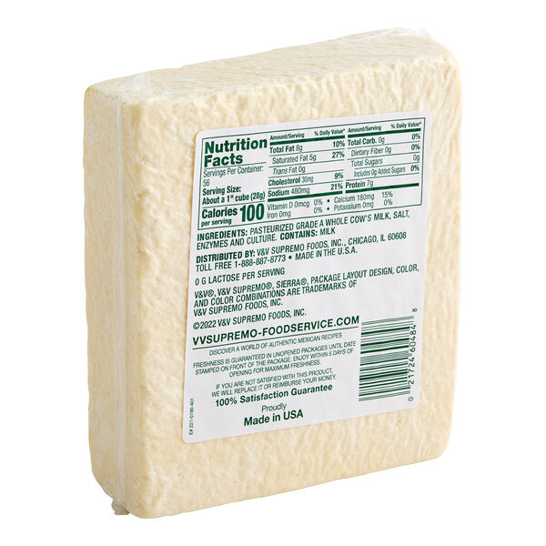 V&V Supremo Cotija Cheese Block 3.5 lb. - 4/Case