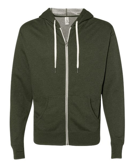 Heathered French Terry Full-Zip Hooded Sweatshirt