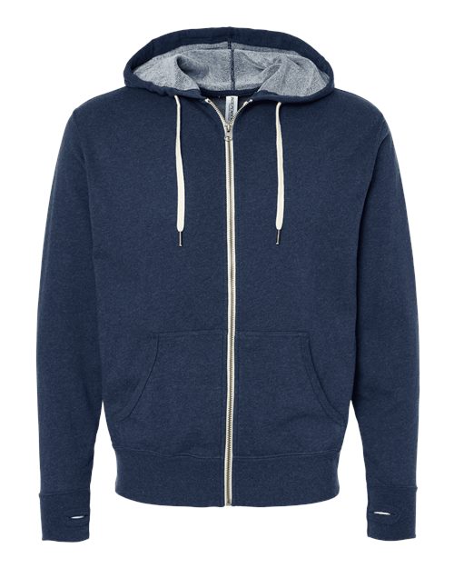 Heathered French Terry Full-Zip Hooded Sweatshirt