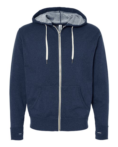 Independent Trading Co. Unisex Heathered French Terry Full-Zip Hooded Sweatshirt