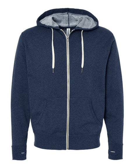 Independent Trading Co. Unisex Heathered French Terry Full-Zip Hooded Sweatshirt