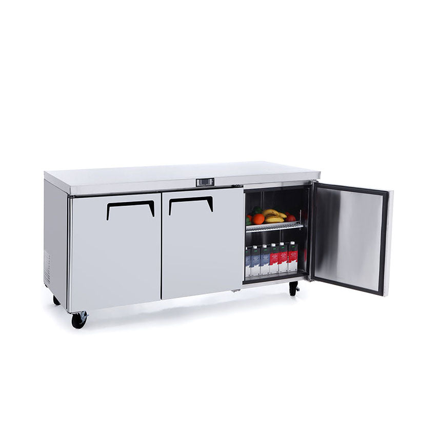 Atosa MGF8404GR Three Section Rear Mount Undercounter Refrigerator 72-11/16"W x 30"D x 34-1/8"H with 3 Solid Doors