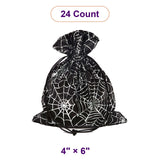Spider Web Fabric Bags 4 '' x 6 '' Black / Silver Satin Color 12 EACH / PACKAGE