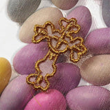 Golden Cross Embroidered Organza Bags 3 1/4'' x 4 3/4'' Gifts