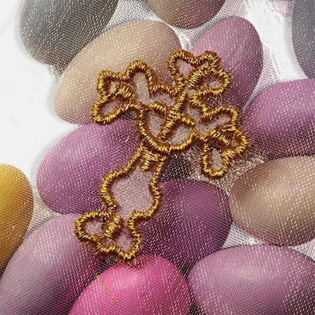 Golden Cross Embroidered Organza Bags 3 1/4'' x 4 3/4'' Gifts