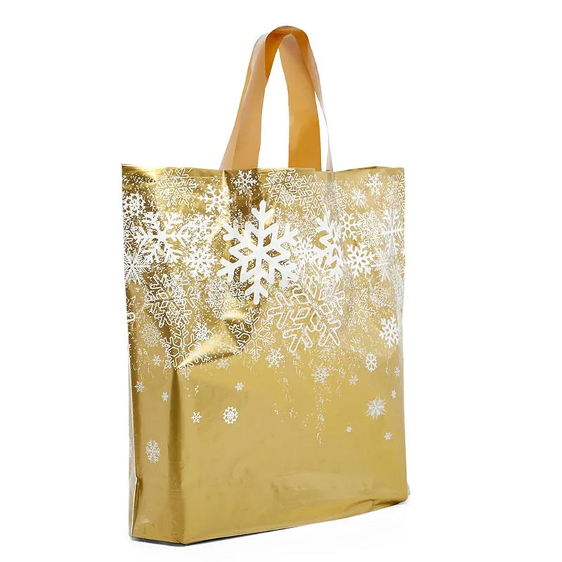 Snowflake Printed LDPE Bags 22” x 8” x 18” for Holiday Gifts