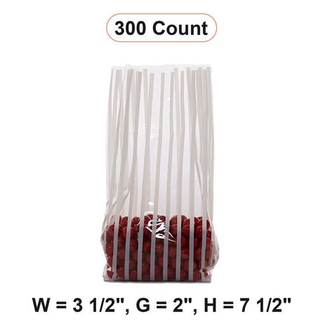 Stripe Patterned Cello Bags 3 1/2 '' x 2 '' x 7 1/2 '' Vertical Stripe White Color
