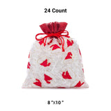White & Red Santa Hats Sheer Bags 8” x 10” Holiday Packaging