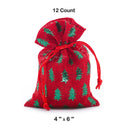 Metallic Christmas Tree Fabric Bag 4” x 6” Holiday Wrapping