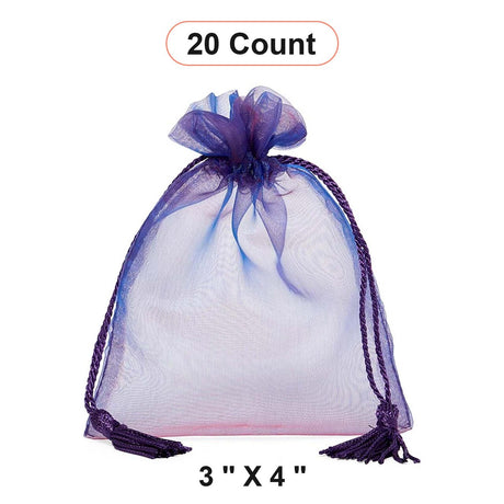 Jewel Tone Iridescent Sheer Tasseled Bags 3'' x 4'' for Weddings