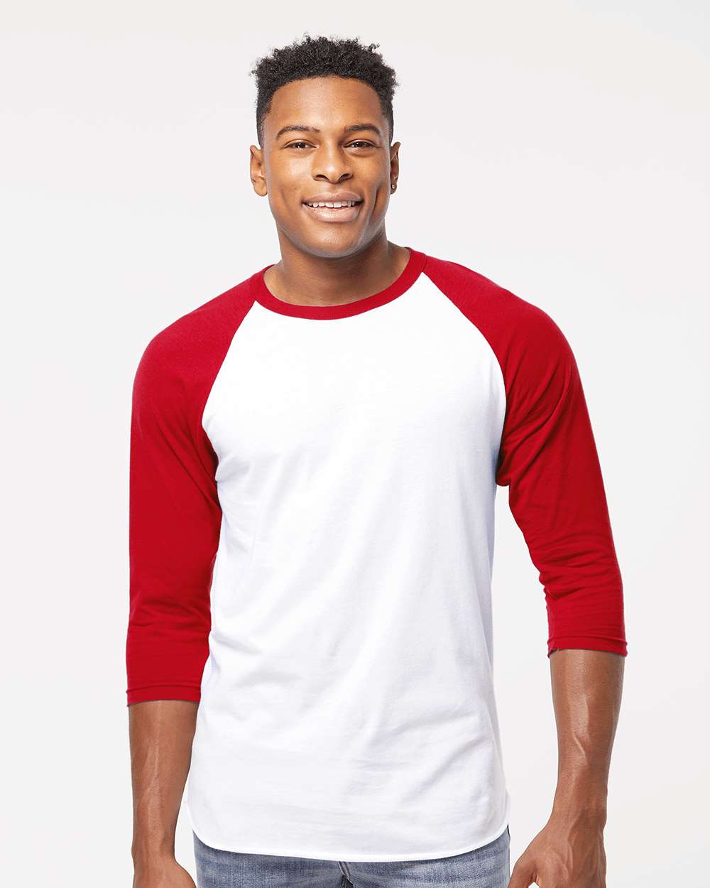 TULTEX® Fine Jersey Raglan Crewneck Three-Quarter Sleeve Tee