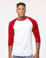 TULTEX® Fine Jersey Raglan Crewneck Three-Quarter Sleeve Tee