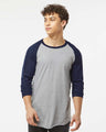 TULTEX® Fine Jersey Raglan Crewneck Three-Quarter Sleeve Tee