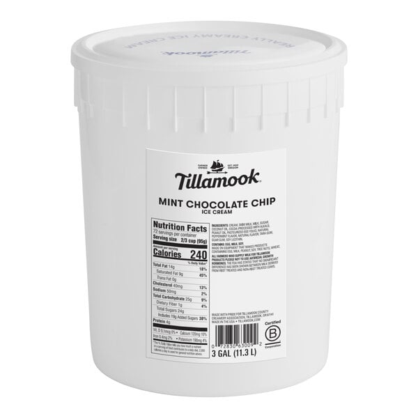 Tillamook Mint Chocolate Chip Premium Ice Cream with 13.5% Butterfat 3 Gallon