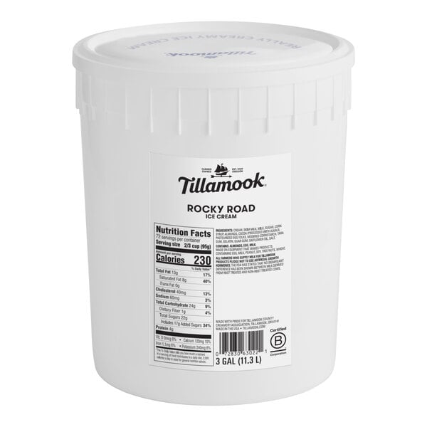 Tillamook Rocky Road Premium Ice Cream with 13.5% Butterfat 3 Gallon