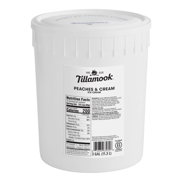 Tillamook Peaches and Cream Premium Ice Cream with 13.5% Butterfat 3 Gallon
