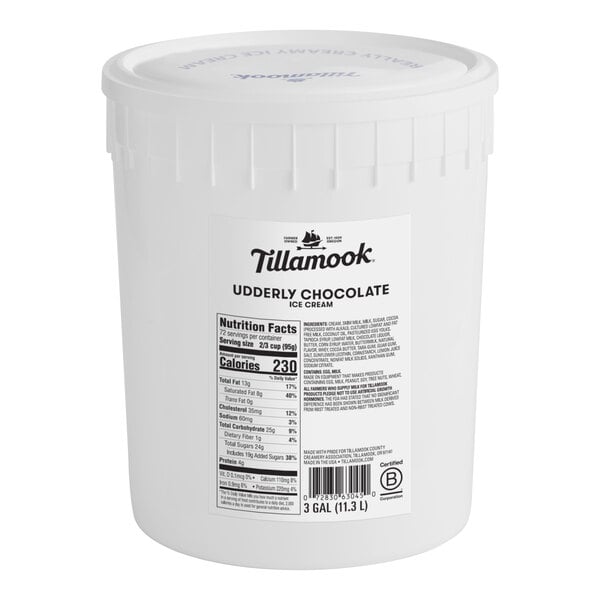 Tillamook Udderly Chocolate Premium Ice Cream with 13.5% Butterfat 3 Gallon