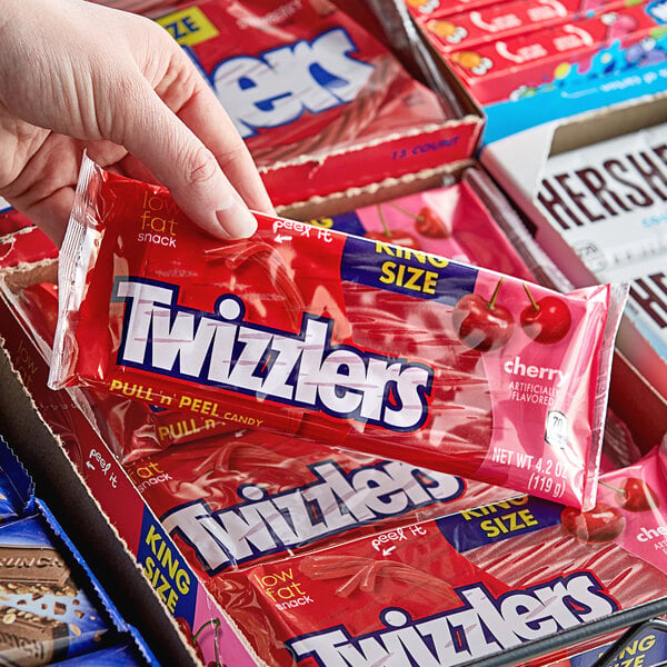 TWIZZLERS King Size Pull n' Peel Cherry Licorice 4.2 oz. - 15/Box