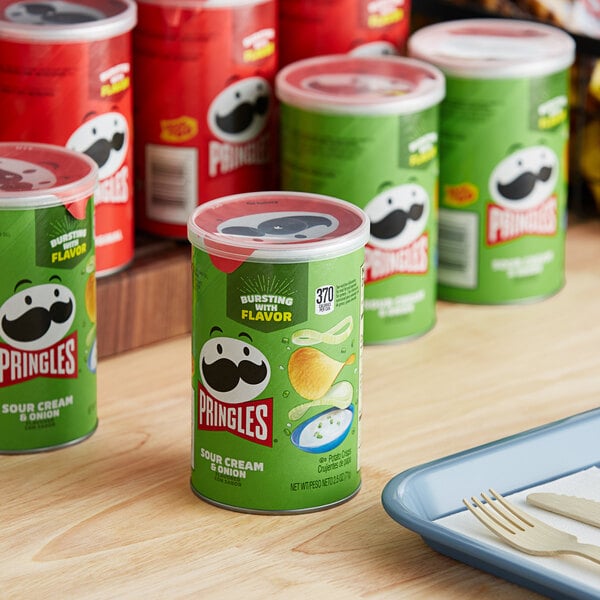 Pringles Sour Cream and Onion Potato Crisps Grab-and-Go Can 2.5 oz. - 12/Case