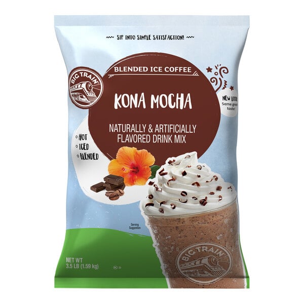 Big Train 3.5 lb. Kona Mocha Blended Ice Coffee Mix - 5/Case