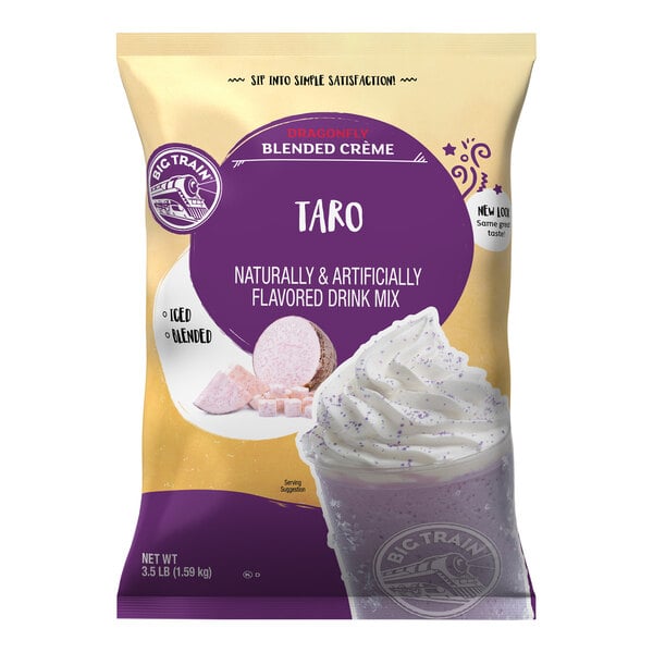 Big Train 3.5 lb. Dragonfly Taro Blended Creme Frappe Mix - 5/Case