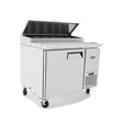 Atosa MPF8201GR Side Mount Refrigerated Pizza Prep Table 44"W X 33.1"D X 44"H with Self-Closing Solid Door