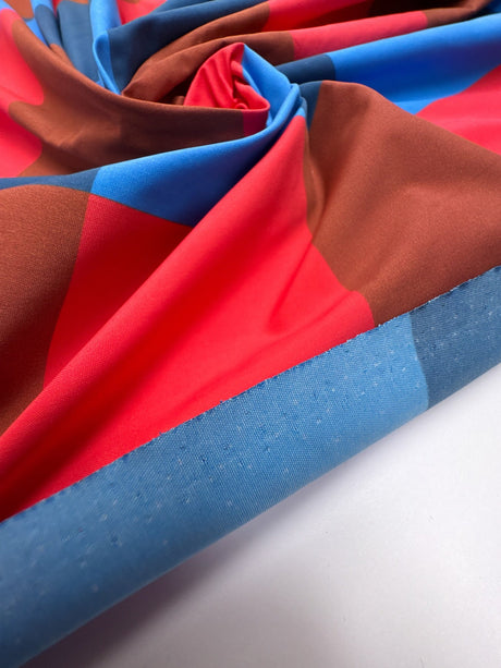 Polyamide Checked Fabric Red Brown Blue