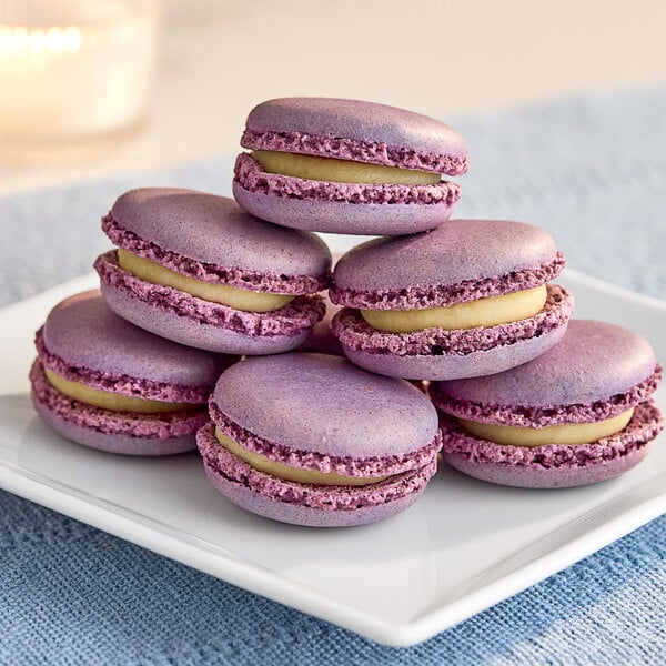 White Toque French Lemon Lavender Macarons - 105/Case