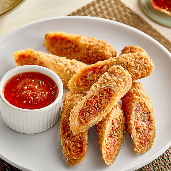 Crunch Factory Pepperoni Pizza Crunch Rolls 3.35 oz. - 48/Case
