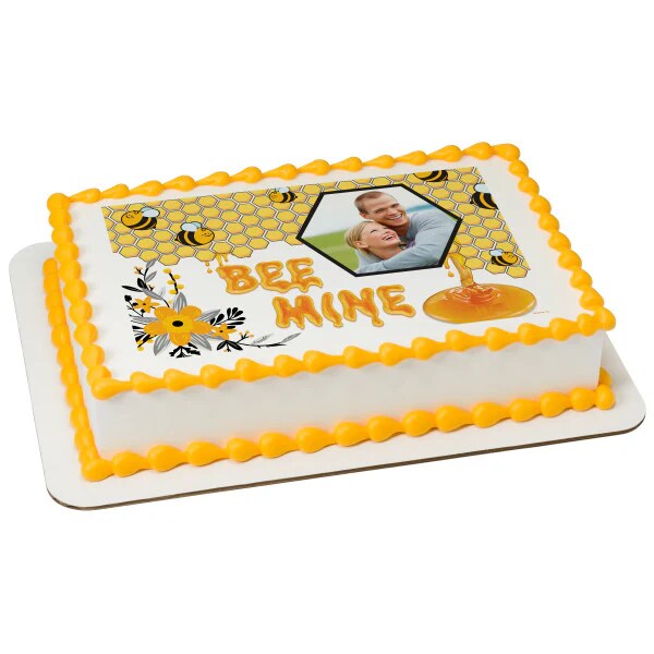 Bee Mine Honey Comb Love PhotoCake Edible Image