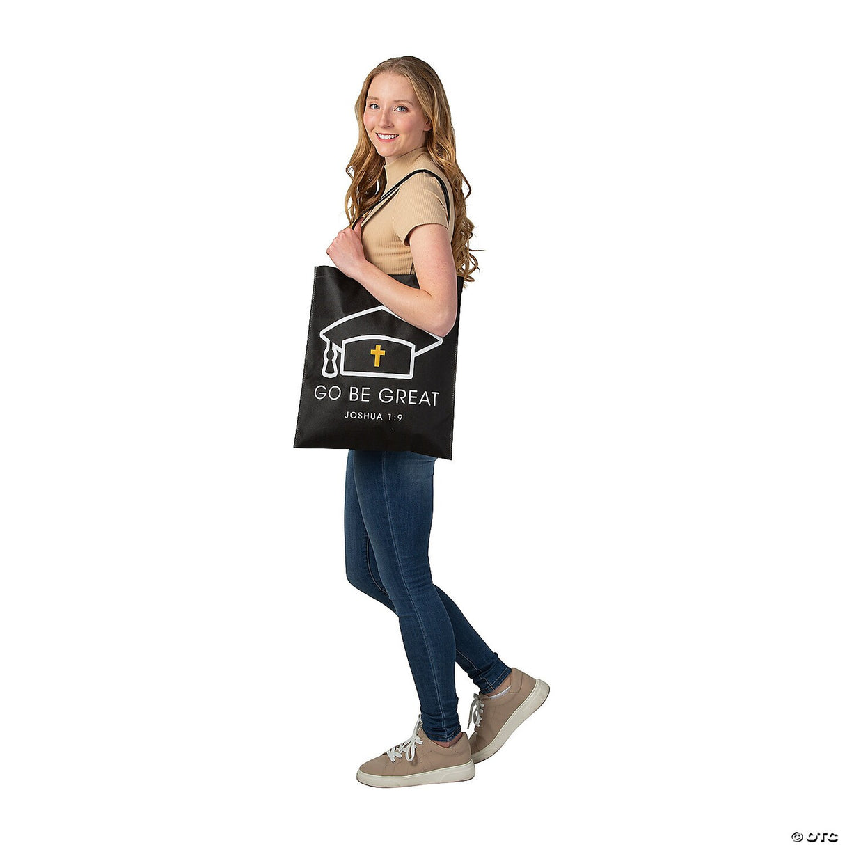 15" x 17" Large Religious Graduation Black Nonwoven Tote Bags - 12 Pc.