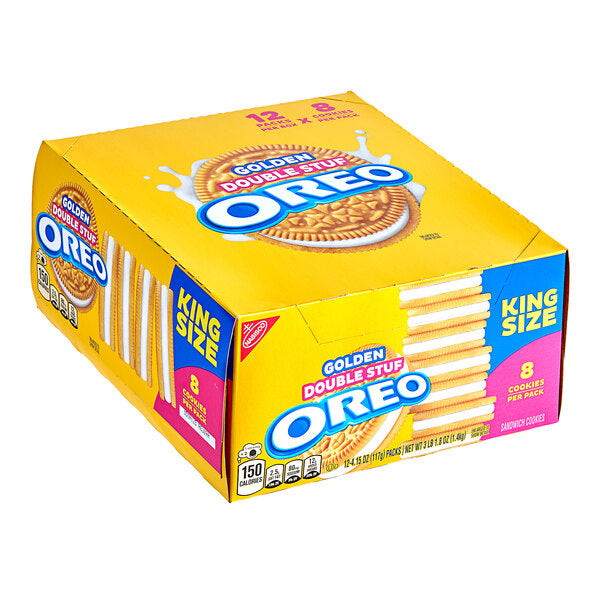 Nabisco Oreo King Size Double Stuf Golden Cookie Snack Pack 8-Count (4 .15 oz.) - 24/Case