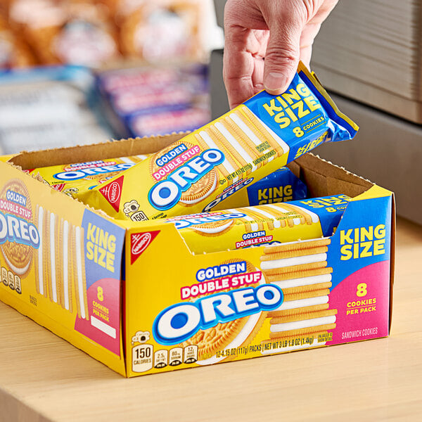 Nabisco Oreo King Size Double Stuf Golden Cookie Snack Pack 8-Count (4 .15 oz.) - 24/Case
