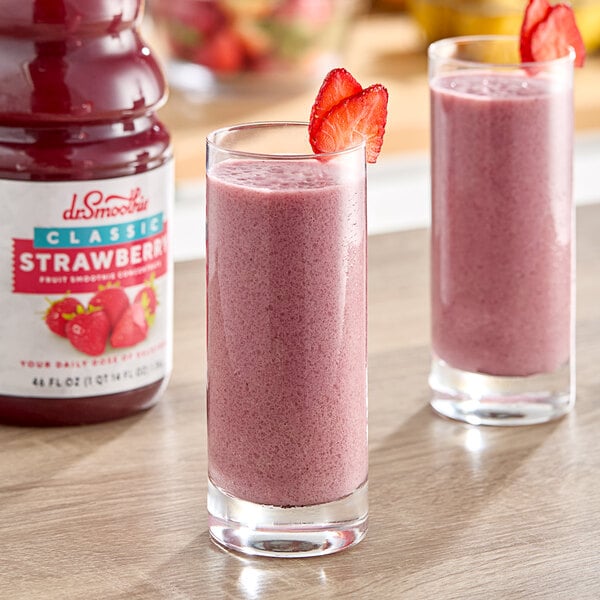 Dr. Smoothie Classic Strawberry Fruit Smoothie Mix 46 fl. oz. - 6/Case