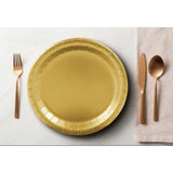 24 Count Metallic Gold Round Paper Plates 7 Inch Disposable Dessert Plates for Any Event