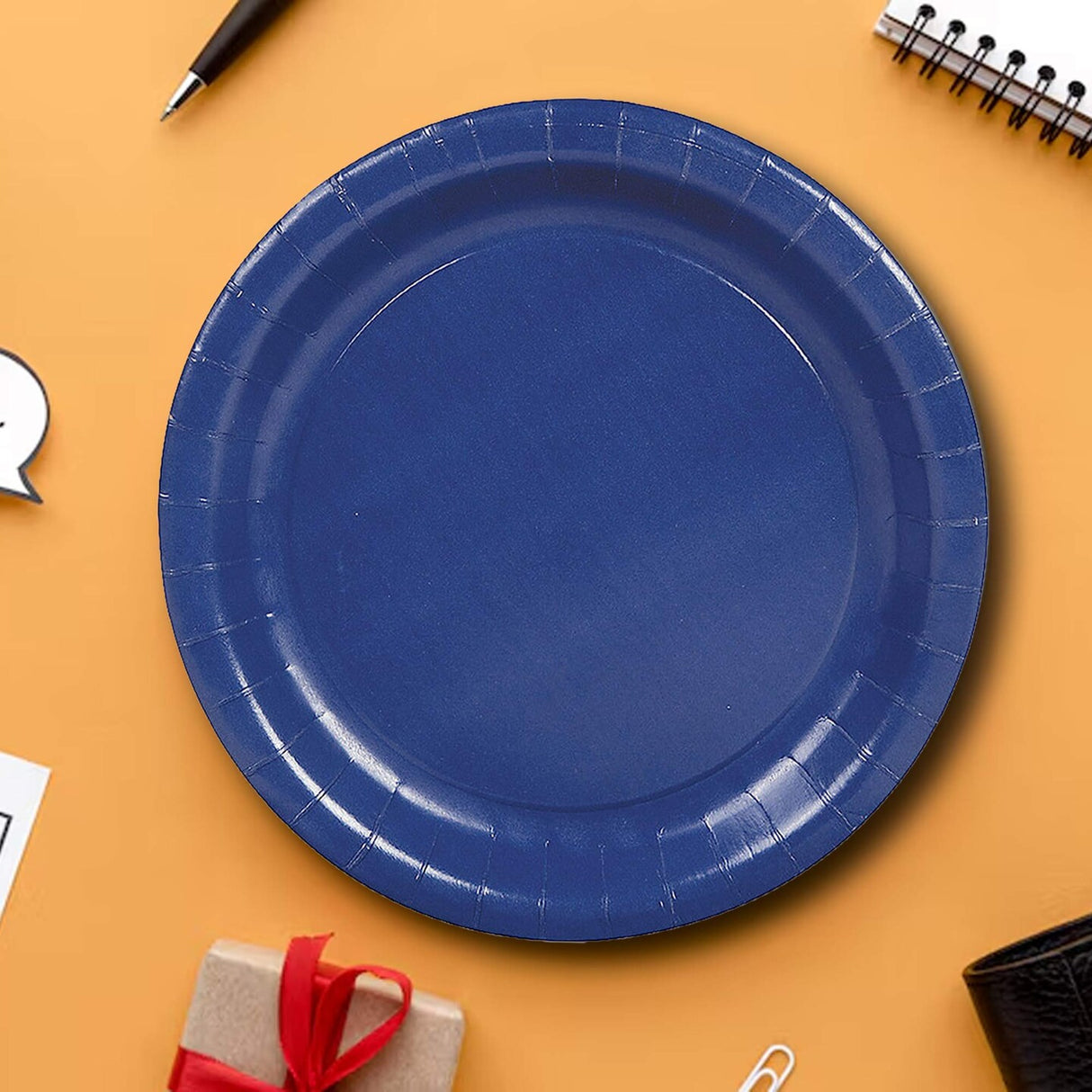 24 Count Navy Solid Color Dessert Plates 7 Inch Round Paper Plates for Celebrations