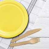 24 Count Solid Color Round Dessert Plates 7 Inch Yellow Paper for Celebrations