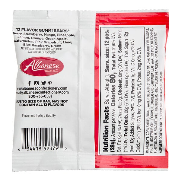 Albanese 12-Flavor Gummi Bears 1 oz. - 200/Case
