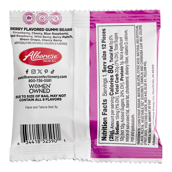 Albanese Berry-Flavored Gummi Bears 1 oz. - 200/Case