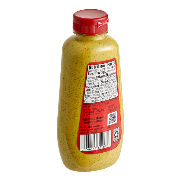 Gulden's Spicy Brown Mustard Squeeze Bottle 12 oz. - 12/Case