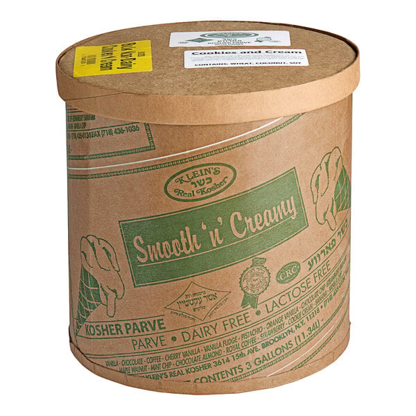 Klein's Real Kosher Vegan Cookies 'N Cream Ice Cream 3 Gallon