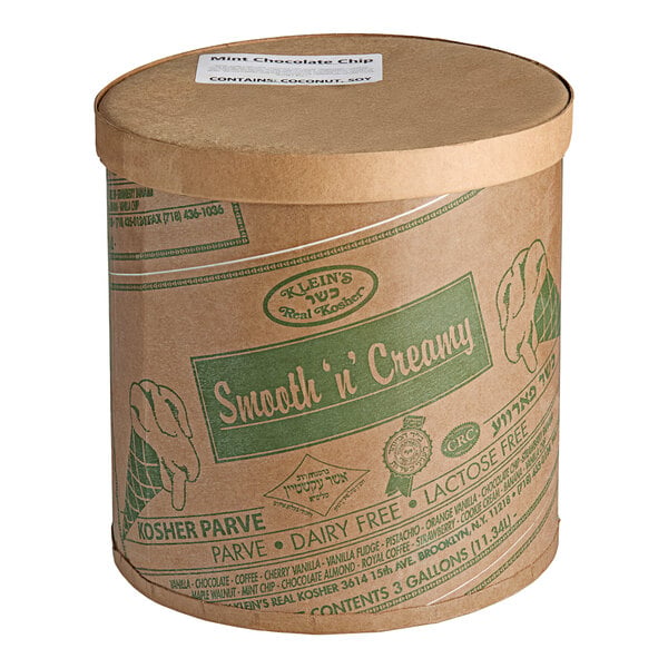 Klein's Real Kosher Vegan Mint Chip Ice Cream 3 Gallon