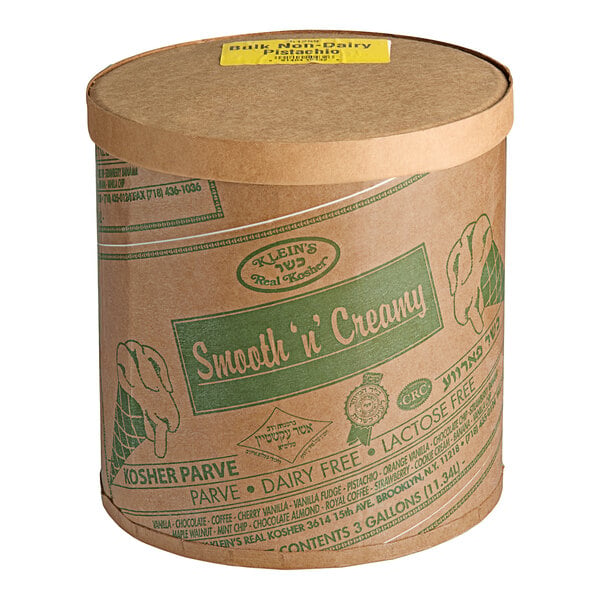 Klein's Real Kosher Vegan Pistachio Ice Cream 3 Gallon