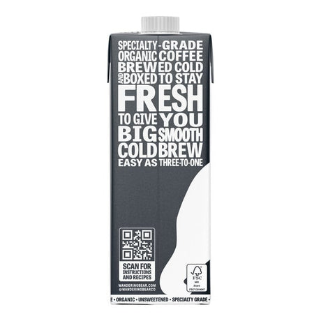 Wandering Bear Organic Straight Black Cold Brew Coffee 3:1 Concentrate 32 fl. oz. - 6/Case