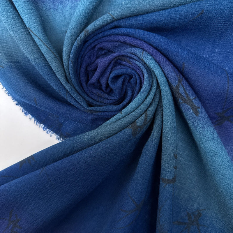 Acrylic Crepe Abstract Print Blue