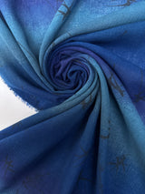 Acrylic Crepe Abstract Print Blue