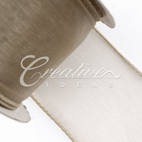 2 1/2" Wired Organza Ribbon - 10 Yards (Toffee)