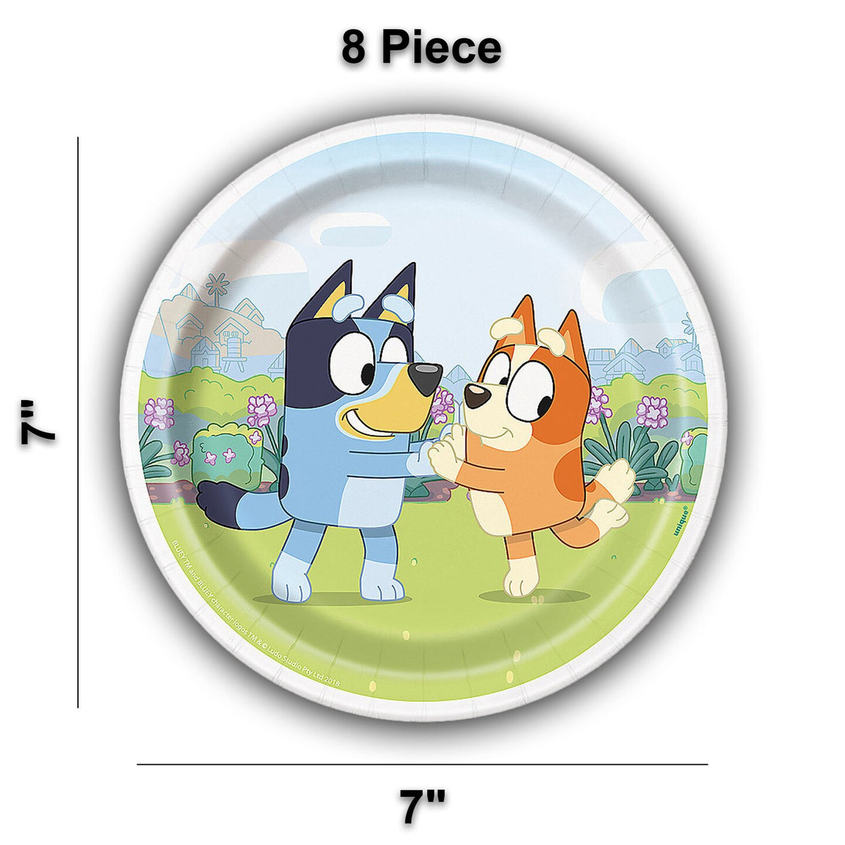8 Ct. Bluey Party Paper Dessert Plates 7" Disposable Plates for Kids' Parties
